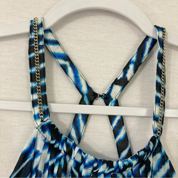 New Calvin Klein Blue Chevron Pleated Detail Evening Dress size 14 - Picture 4 of 12